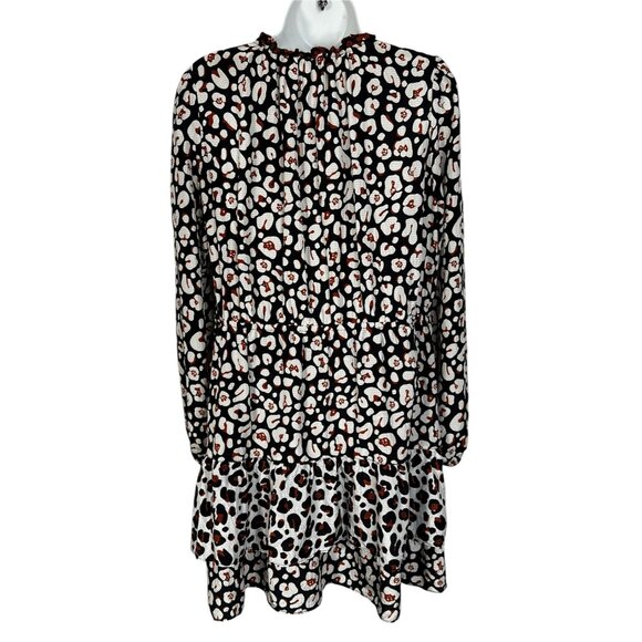 Marie Oliver Charley Dress Mini Mixed Neutral Leopard Print Ivory Black Brown M - Picture 8 of 9